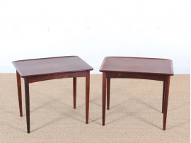 Mid-Century Modern scandinavian pair of side tables in Rio rosewood 