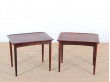 Mid-Century Modern scandinavian pair of side tables in Rio rosewood 