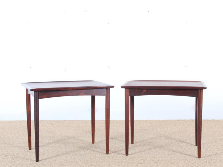 Mid-Century Modern scandinavian pair of side tables in Rio rosewood 