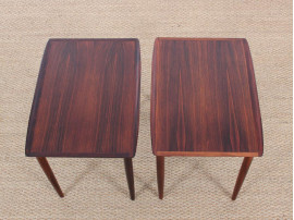 Mid-Century Modern scandinavian pair of side tables in Rio rosewood 