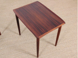 Mid-Century Modern scandinavian pair of side tables in Rio rosewood 