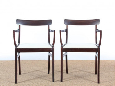 Mid-Century Modern Danish armchair in mahogany model Rungstelund by Ole Wanscher.