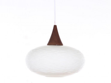 Mid-Century Modern scandinavian pendant lamp in teak and opal