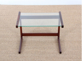 Petite table d'appoint en teck et verre