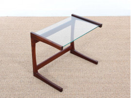 Petite table d'appoint en teck et verre