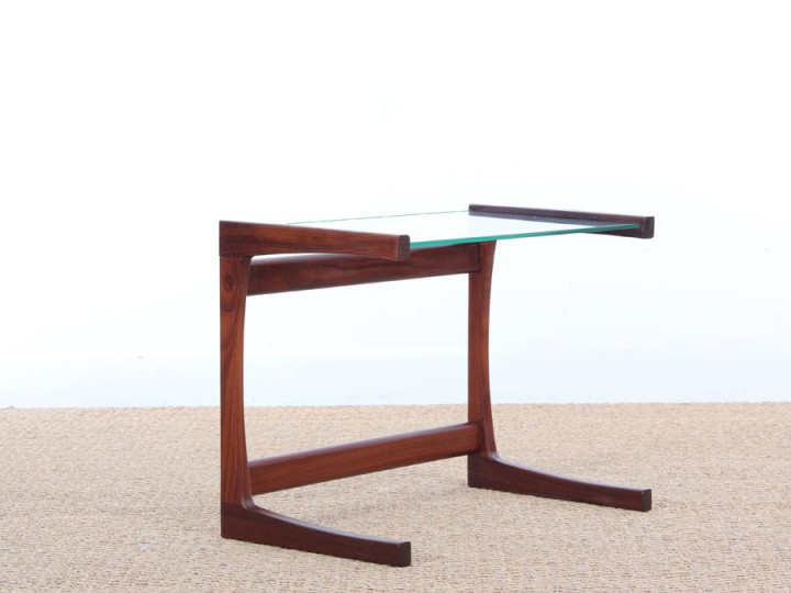 Mid-Century danish small side table in teak and glass