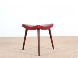 Tabouret scandinave tripode en teck