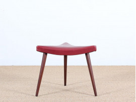 Tabouret scandinave tripode en teck