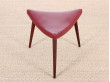 Tabouret scandinave tripode en teck