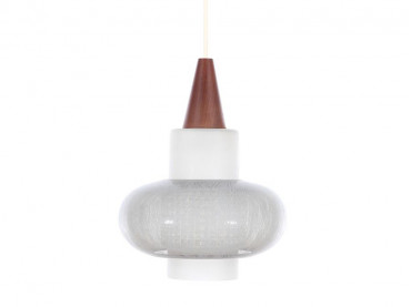 Mid-Century  modern scandinavian pendant lamp in teak and opal