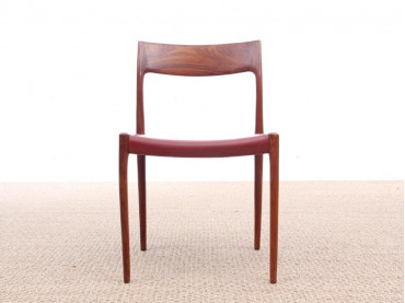 Mid century modern set of six Rio rosewood Dining Chairs by Niels Moller N°77