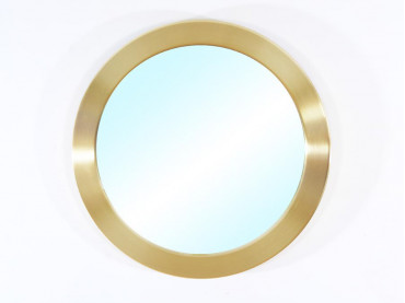 Mid modern century round miirror in brass model Nr 134 by Glasmäster