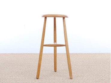 Mid-Century  modern scandinavian set of 5 bar stools in beech