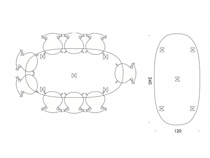 Table Scandinave Super-ellipse B614 à 5 Pieds De Piet Hein Et Bruno ...