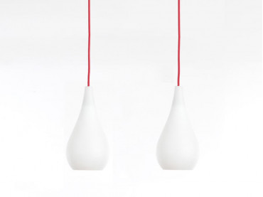 Mid-Century  modern scandinavian pair of opal pendant lamps