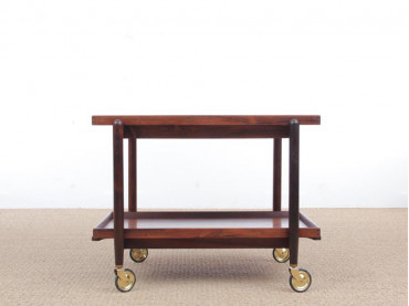 Mid-Century danish serving cart in Rio rosewood by Poul Hundevad