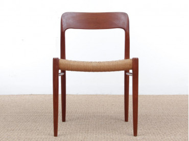 Mid-Century modern scandinavian set of 6 dining chairs in teak model 75 by Niels O.Møller