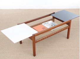 Mid-Century modern scandinavian coffee table with plexiglass top. 