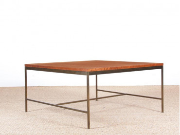 Mid-Century modern  square coffee table in teak and brass by Paul Mc Cobb