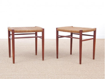 Paire de tabourets scandinaves en teck modele 316