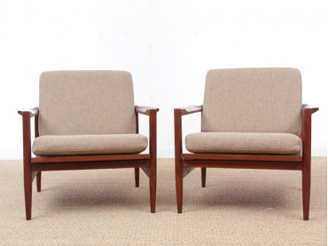 Paire de fauteuils scandinaves en teck