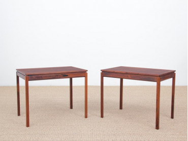 Paire de tables d'appoint ou bouts de canapés scandinave en palissandre de Rio