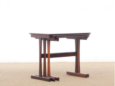 Mid-Century  modern scandinavian nesting tables in Rio rosewood