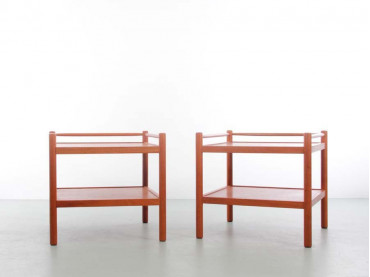 Mid-Century  modern pair of teak side tables